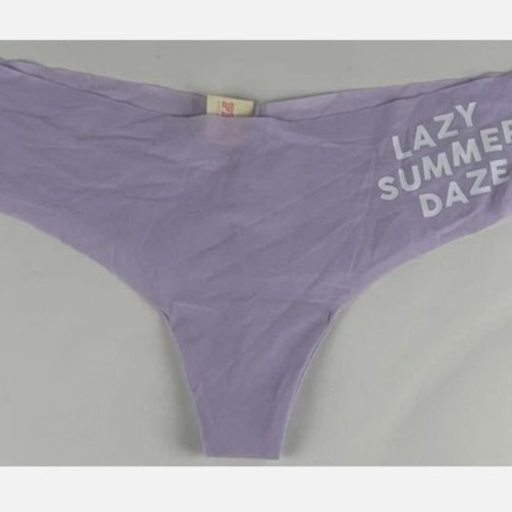 NWT Victorias Secret PINK Lazy Summer Days Purple No Show Thong Panties Sz L